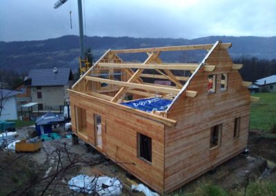 Montage de maison ossature bois du plancher au toit a La Rochette en Savoie - 733